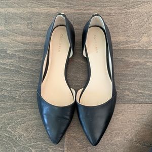 Cole Haan black leather pointy toe flats size 7.5
